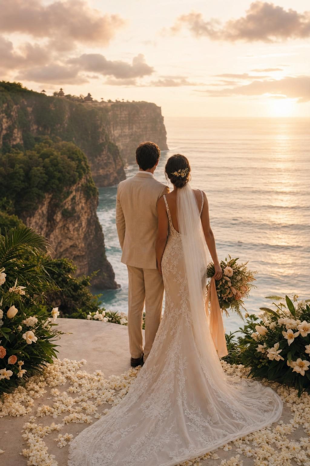Clifftop ocean wedding