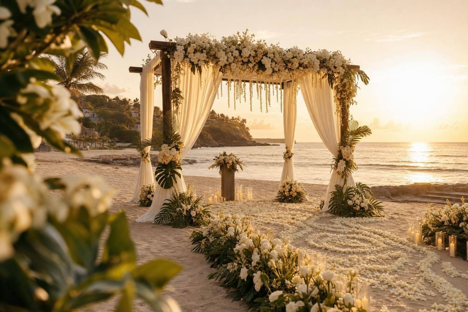Beach ceremony at sunset