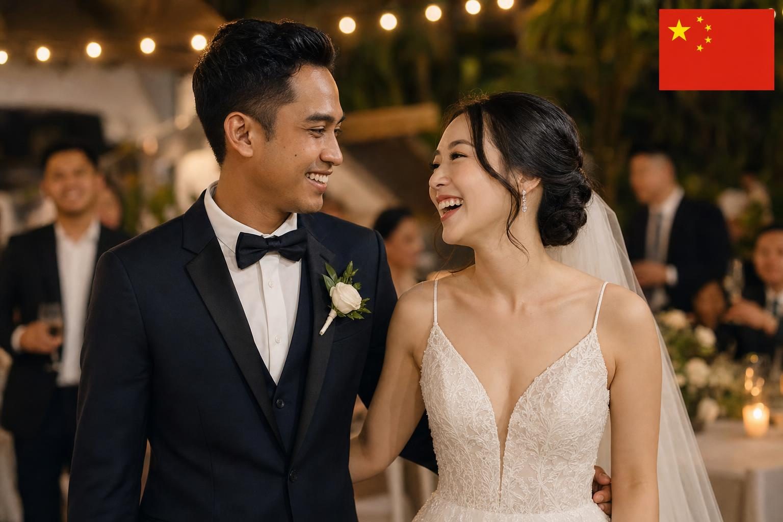 An Chinese and Indonesian couple at their Bali wedding