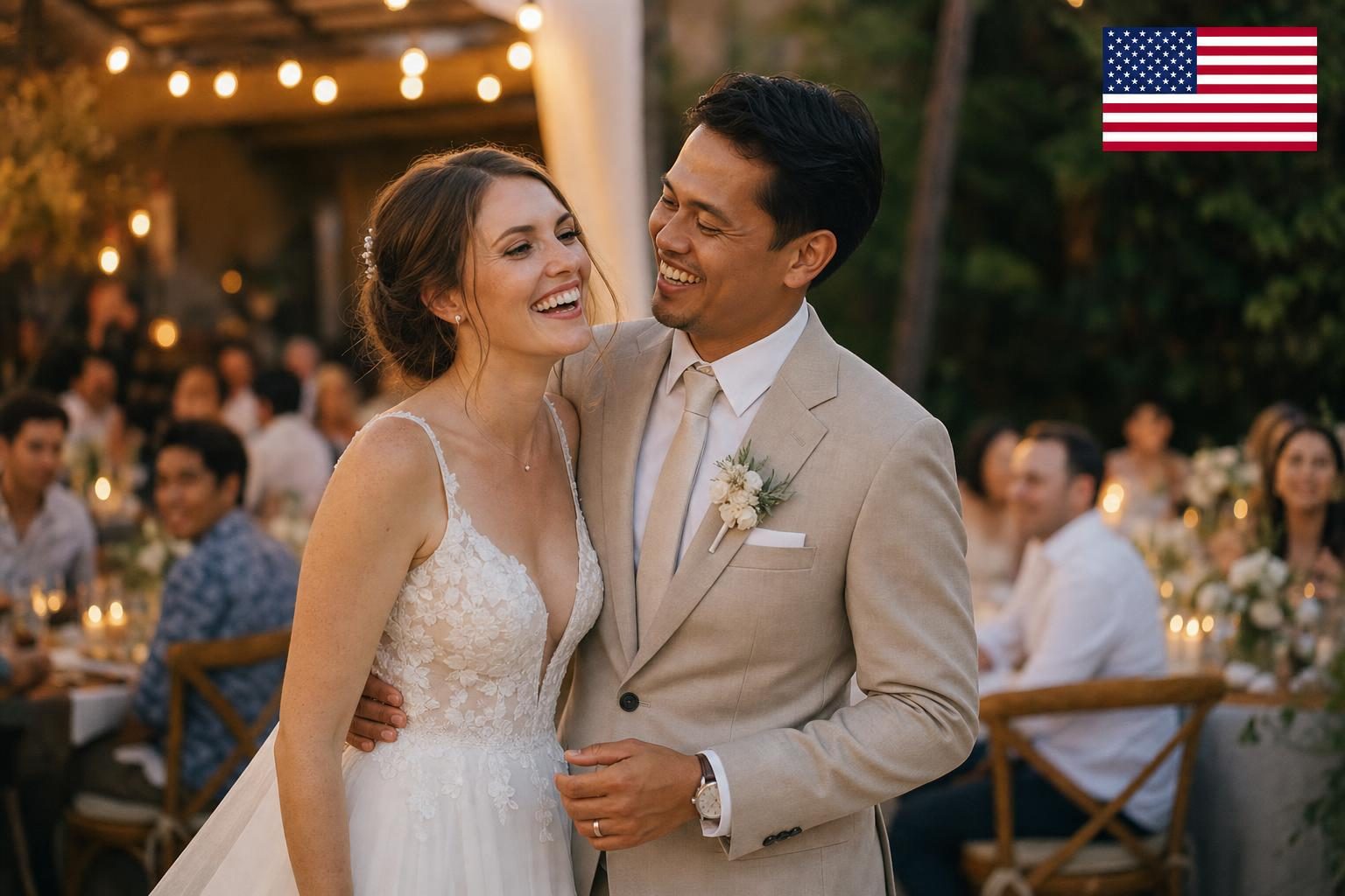 An American and Indonesian couple at their Bali wedding