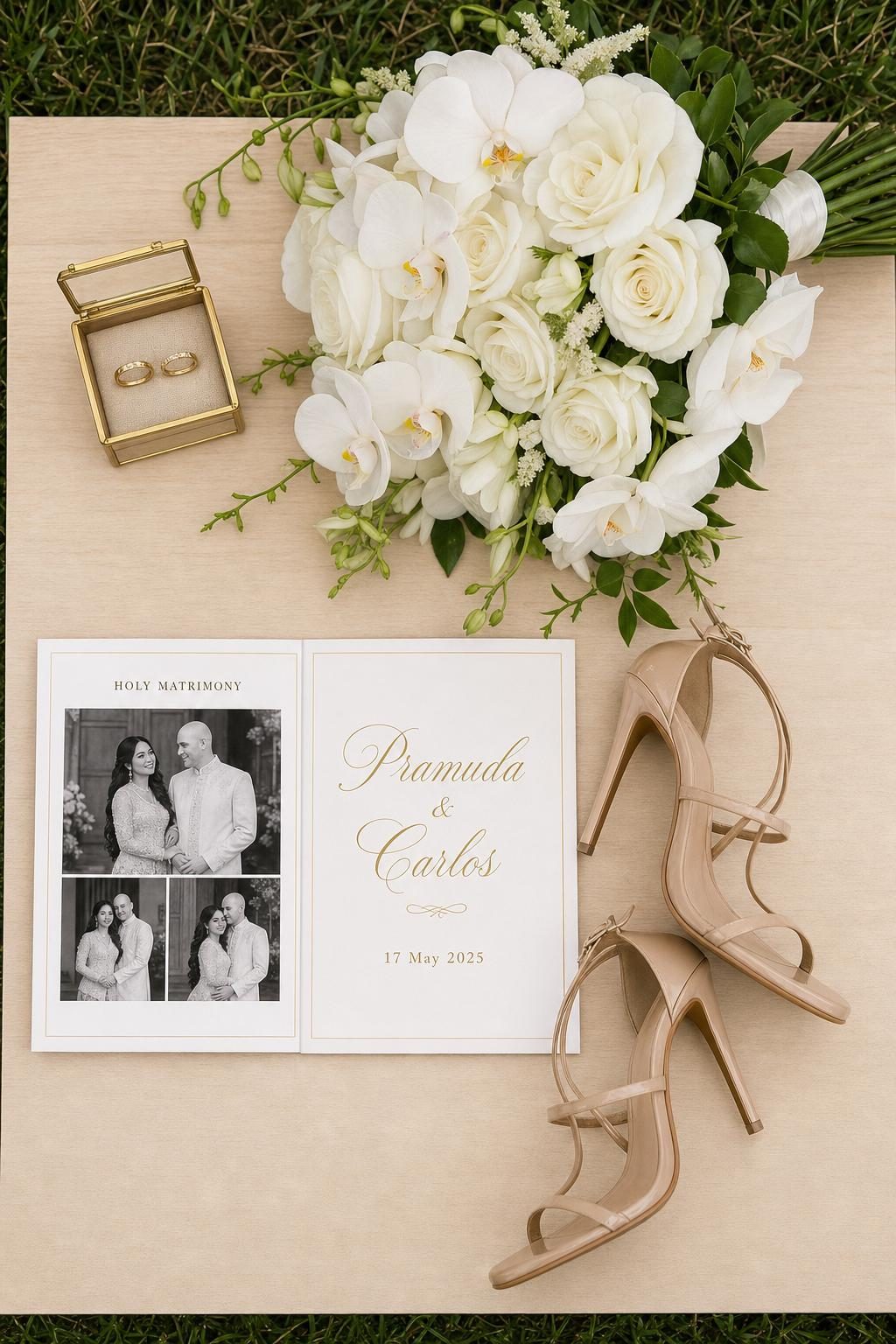 Wedding details flat-lay